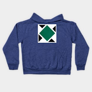 Inverted Green Black White Geometric Abstract Acrylic Painting Kids Hoodie